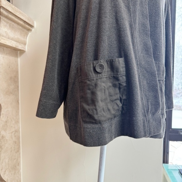Nurture Gray ONe Button Long Sleeve Hooded Jacket Womens Size L Pockets - Picture 7 of 14